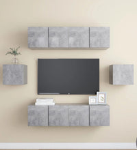 6-tlg. TV-Schrank-Set Betongrau Holzwerkstoff