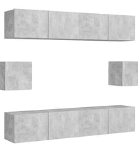 6-tlg. TV-Schrank-Set Betongrau Holzwerkstoff