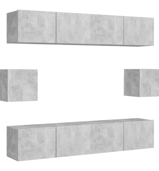 6-tlg. TV-Schrank-Set Betongrau Holzwerkstoff