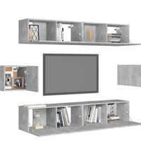 6-tlg. TV-Schrank-Set Betongrau Holzwerkstoff