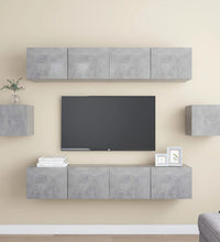 6-tlg. TV-Schrank-Set Betongrau Holzwerkstoff