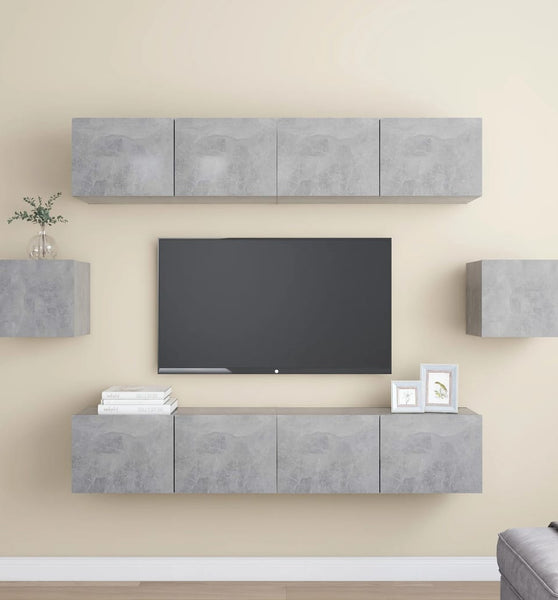 6-tlg. TV-Schrank-Set Betongrau Holzwerkstoff