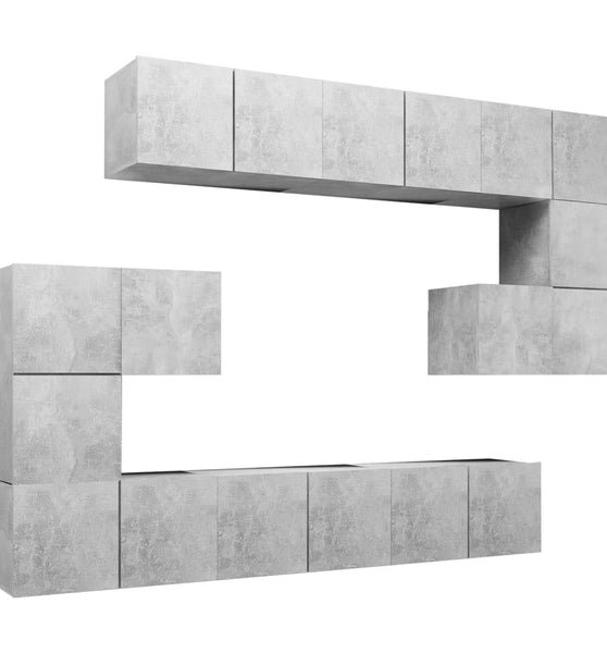 10-tlg. TV-Schrank-Set Betongrau Holzwerkstoff