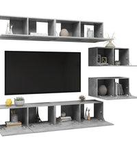 6-tlg. TV-Schrank-Set Betongrau Holzwerkstoff