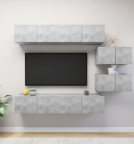 6-tlg. TV-Schrank-Set Betongrau Holzwerkstoff