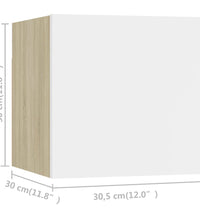 TV-Wandschränke 8 Stk. Weiß Sonoma-Eiche 30,5x30x30 cm