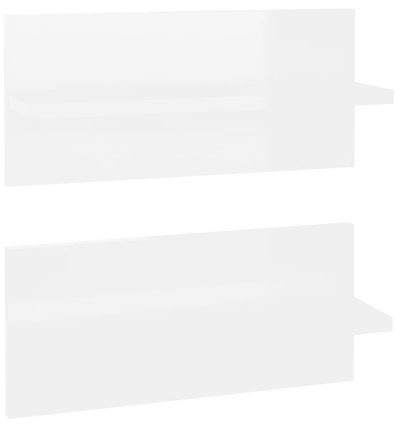 Wandregale 2 Stk. Hochglanz-Weiß 40x11,5x18 cm