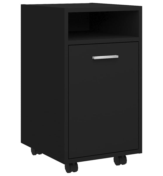 Beistellschrank mit Rollen Schwarz 33x38x60 cm Holzwerkstoff