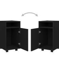 Beistellschrank mit Rollen Schwarz 33x38x60 cm Holzwerkstoff