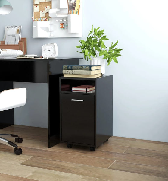 Beistellschrank mit Rollen Schwarz 33x38x60 cm Holzwerkstoff
