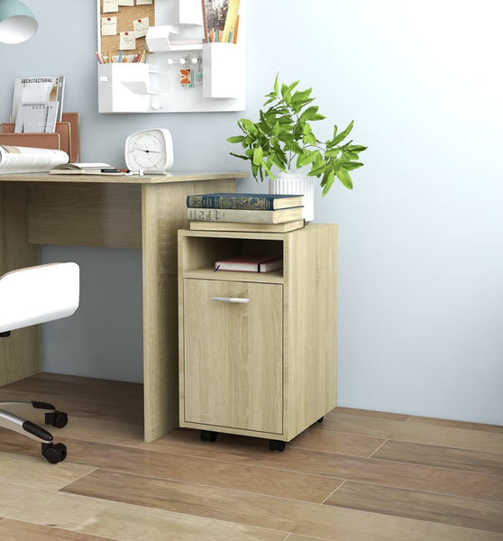 Beistellschrank mit Rollen Sonoma-Eiche 33x38x60 cm