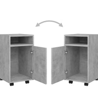Beistellschrank mit Rollen Betongrau 33x38x60 cm Holzwerkstoff