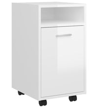 Beistellschrank mit Rollen Hochglanz-Weiß 33x38x60 cm