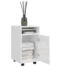 Beistellschrank mit Rollen Hochglanz-Weiß 33x38x60 cm