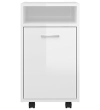 Beistellschrank mit Rollen Hochglanz-Weiß 33x38x60 cm