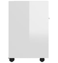 Beistellschrank mit Rollen Hochglanz-Weiß 33x38x60 cm