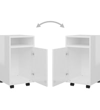 Beistellschrank mit Rollen Hochglanz-Weiß 33x38x60 cm