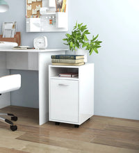 Beistellschrank mit Rollen Hochglanz-Weiß 33x38x60 cm