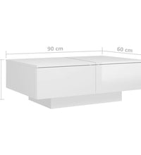 Couchtisch Hochglanz-Weiß 90x60x31 cm Holzwerkstoff