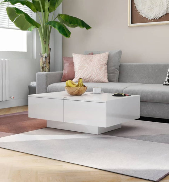 Couchtisch Hochglanz-Weiß 90x60x31 cm Holzwerkstoff