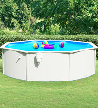 Pool mit Stahlwand Rund 460x120 cm Weiß