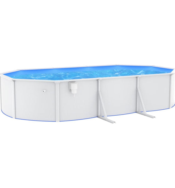 Stahlwand-Pool Oval 610x360x120 cm Weiß