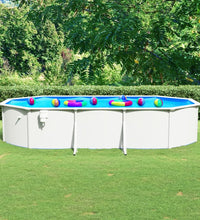 Stahlwand-Pool Oval 610x360x120 cm Weiß