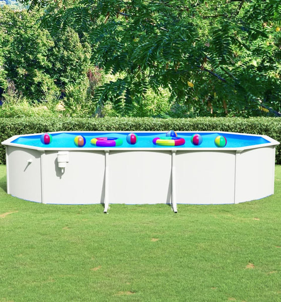 Stahlwand-Pool Oval 610x360x120 cm Weiß