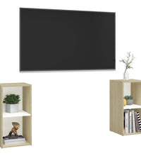 TV-Schränke 2 Stk. Weiß Sonoma-Eiche 72x35x36,5cm Holzwerkstoff