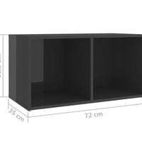 TV-Schränke 2 Stk. Hochglanz-Grau 72x35x36,5 cm Holzwerkstoff
