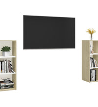 TV-Schränke 2 Stk. Weiß Sonoma-Eiche 107x35x37 cm Holzwerkstoff