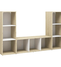 TV-Schränke 3 Stk. Weiß Sonoma-Eiche 107x35x37 cm Holzwerkstoff