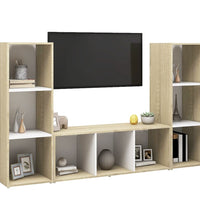 TV-Schränke 3 Stk. Weiß Sonoma-Eiche 107x35x37 cm Holzwerkstoff