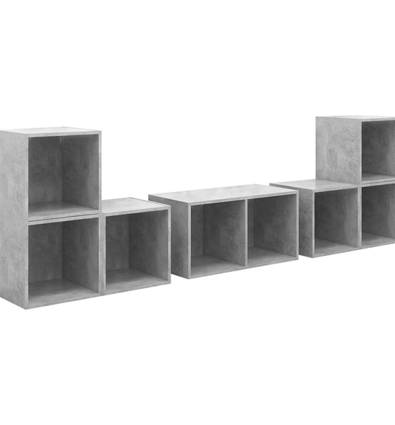 6-tlg. TV-Schrank-Set Betongrau Holzwerkstoff