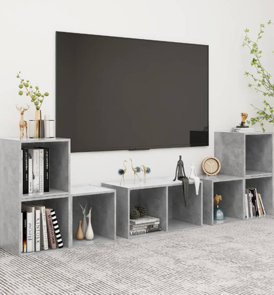 6-tlg. TV-Schrank-Set Betongrau Holzwerkstoff
