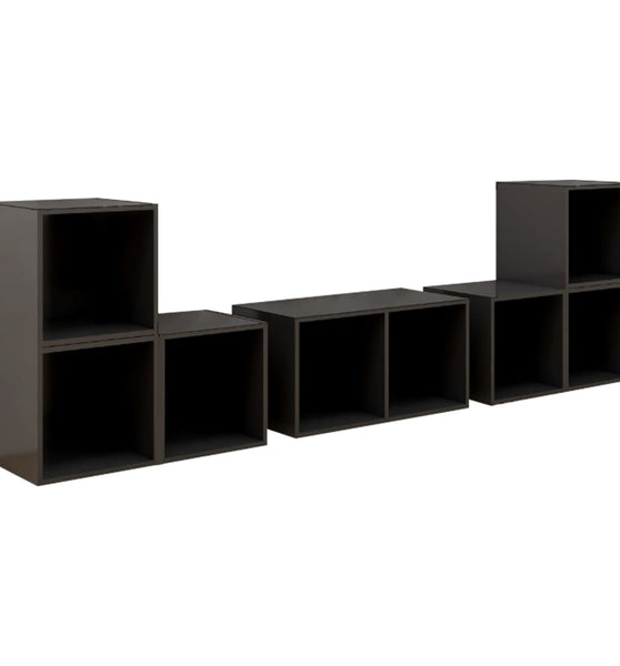 6-tlg. TV-Schrank-Set Hochglanz-Grau Holzwerkstoff