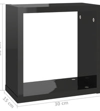 Würfelregale 6 Stk. Hochglanz-Schwarz 30x15x30 cm