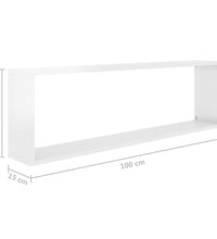 Würfelregale 2 Stk. Hochglanz-Weiß 100x15x30 cm Holzwerkstoff