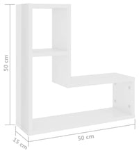 Wandregale 2 Stk. Hochglanz-Weiß 50x15x50 cm Holzwerkstoff