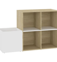 Flur-Schuhschrank Weiß Sonoma Eiche 105x35,5x70cm Holzwerkstoff