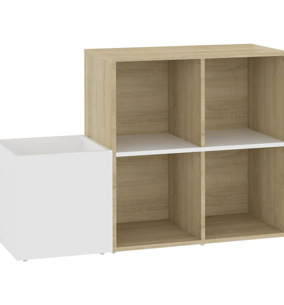 Flur-Schuhschrank Weiß Sonoma Eiche 105x35,5x70cm Holzwerkstoff