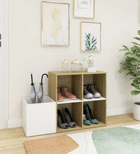 Flur-Schuhschrank Weiß Sonoma Eiche 105x35,5x70cm Holzwerkstoff