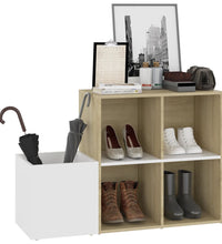 Flur-Schuhschrank Weiß Sonoma Eiche 105x35,5x70cm Holzwerkstoff