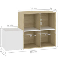 Flur-Schuhschrank Weiß Sonoma Eiche 105x35,5x70cm Holzwerkstoff