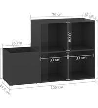 Flur-Schuhschrank Hochglanz-Grau 105x35,5x70 cm Holzwerkstoff