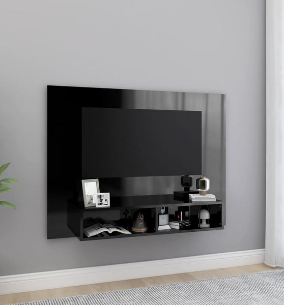 TV-Wandschrank Hochglanz-Schwarz 120x23,5x90 cm Holzwerkstoff