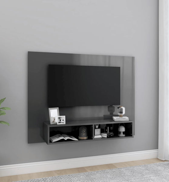 TV-Wandschrank Hochglanz-Grau 120x23,5x90 cm Holzwerkstoff