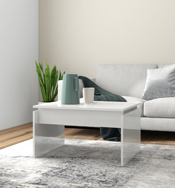 Couchtisch Hochglanz-Weiß 68x50x38 cm Holzwerkstoff