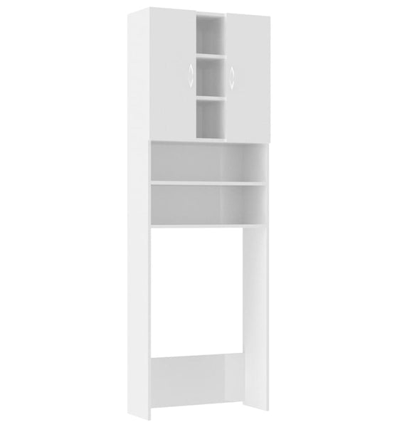 Waschmaschinenschrank Hochglanz-Weiß 64x25,5x190 cm