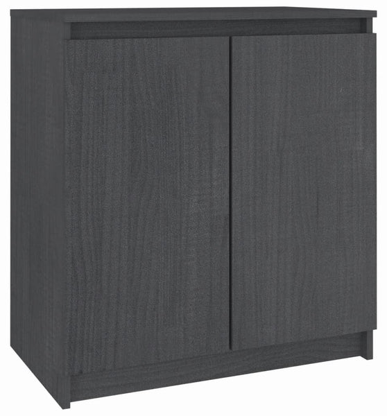 Beistellschrank Grau 60x36x65 cm Massivholz Kiefer